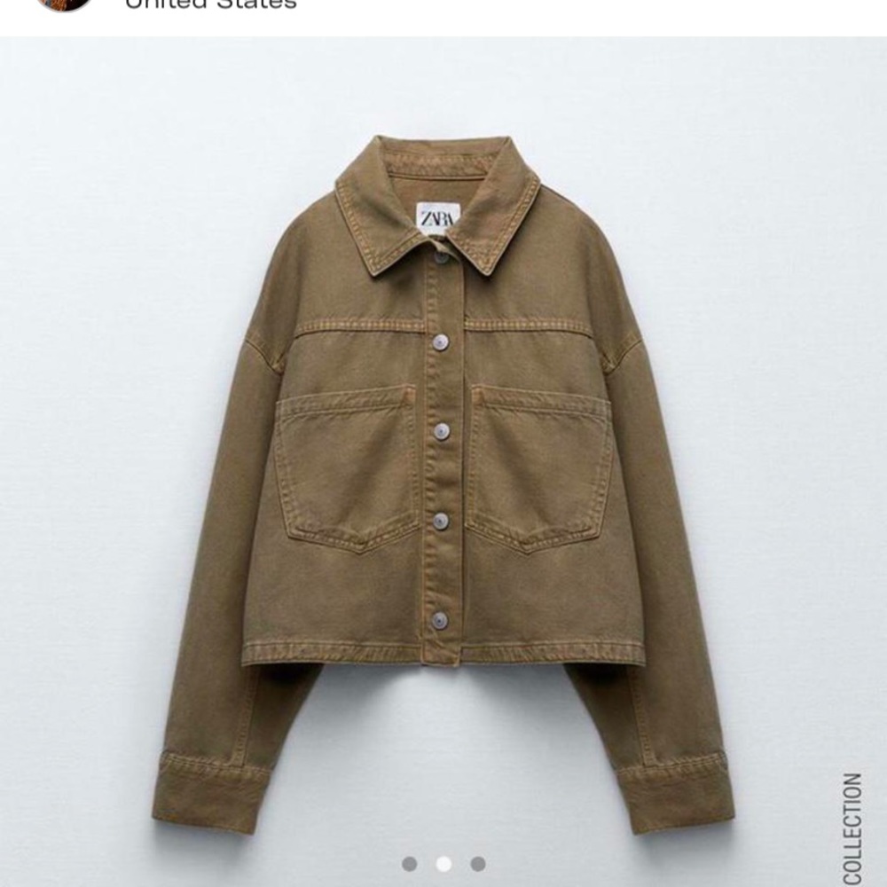 Zara CROPPED DENIM OVERSHIRT - Picture 2 of 3
